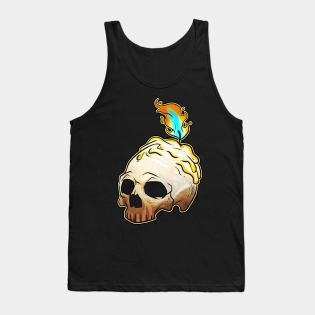 Skull With Burning Candle On Top Esotheric Halloween Tank Top by SinBle